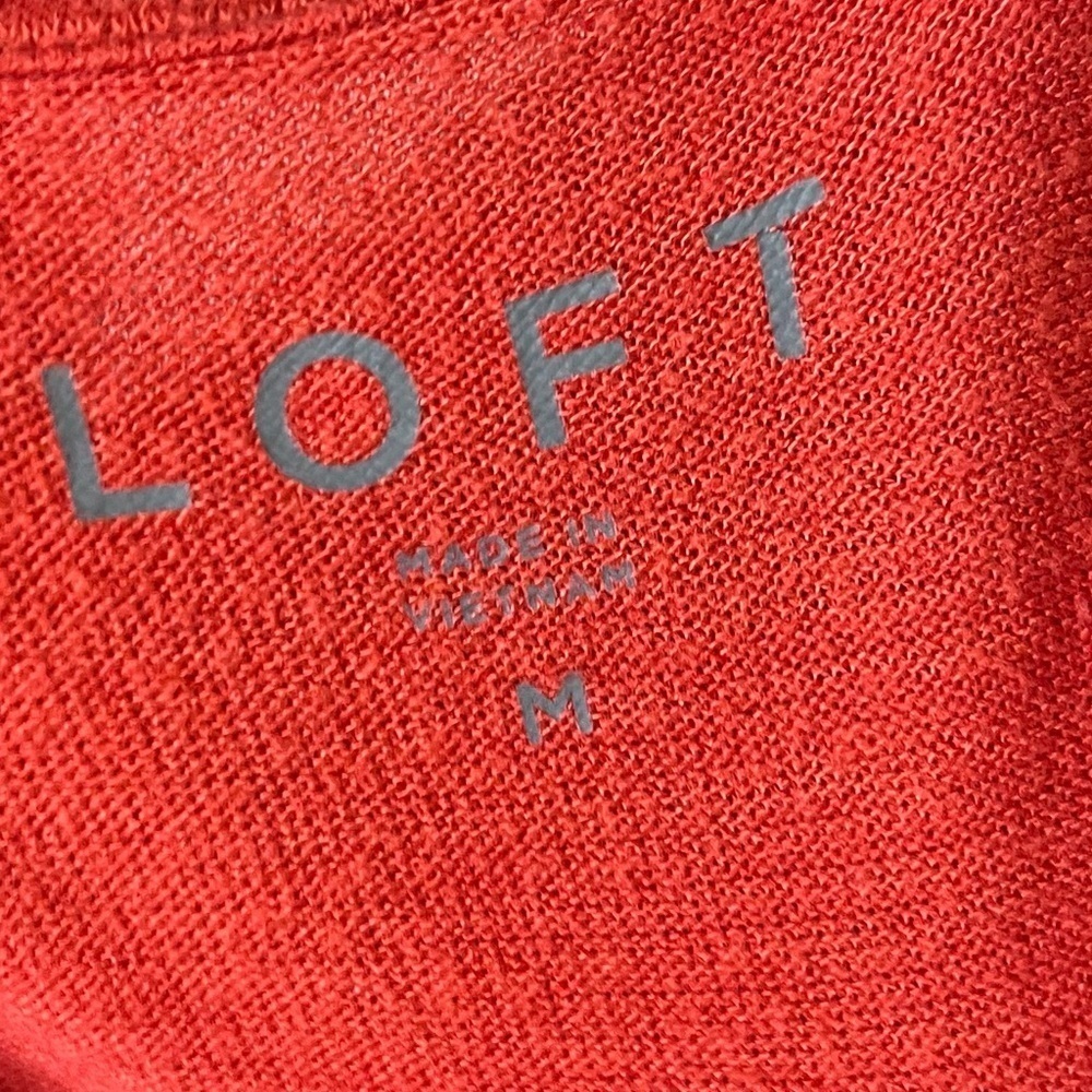 LOFT Burnt Orange Button-Front V-Neck Long Sleeve Top medium - Picture 4 of 6